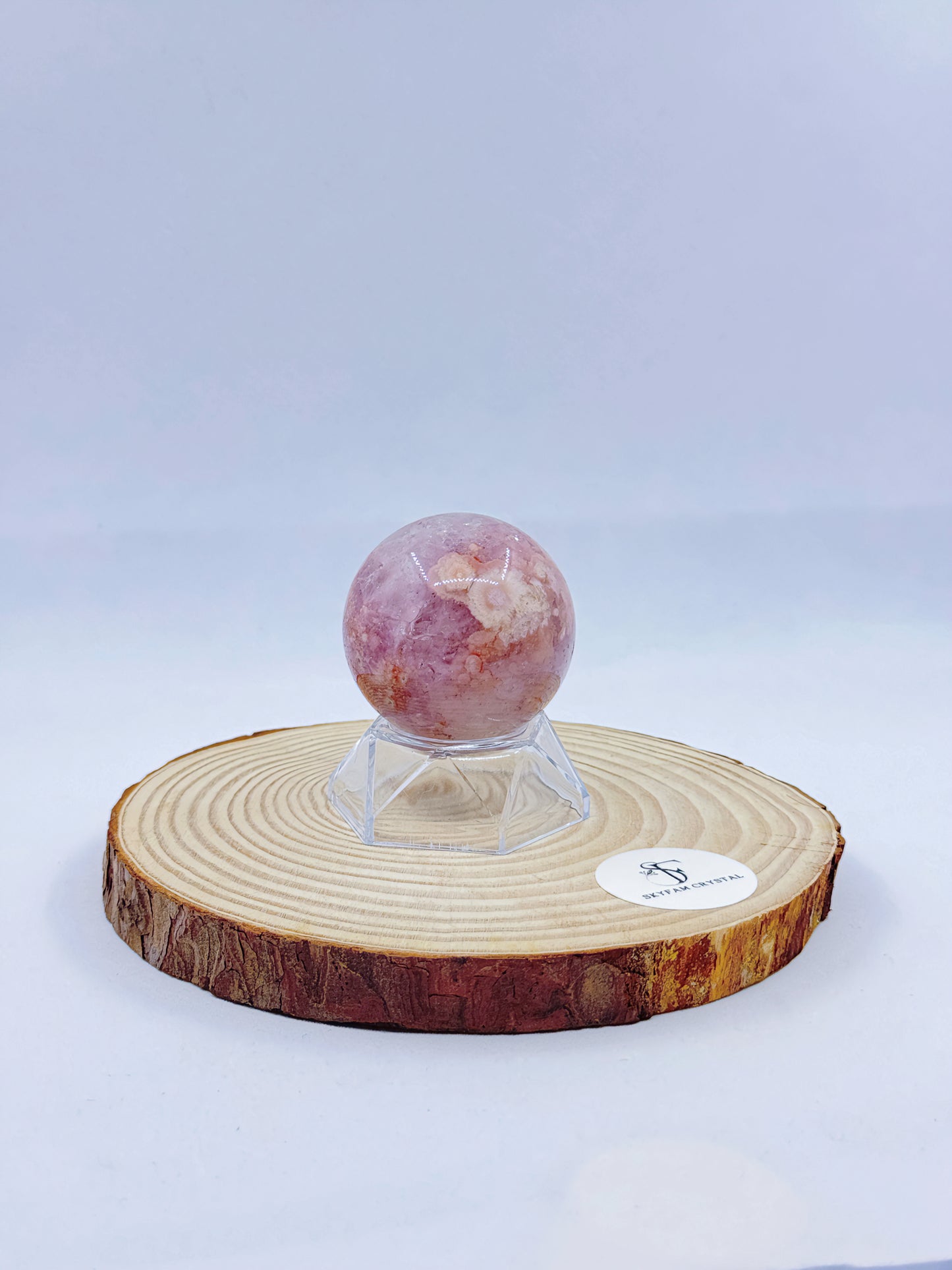 【Skye picks】Purple amethyst flower agate sphere 0.14kg D467mm