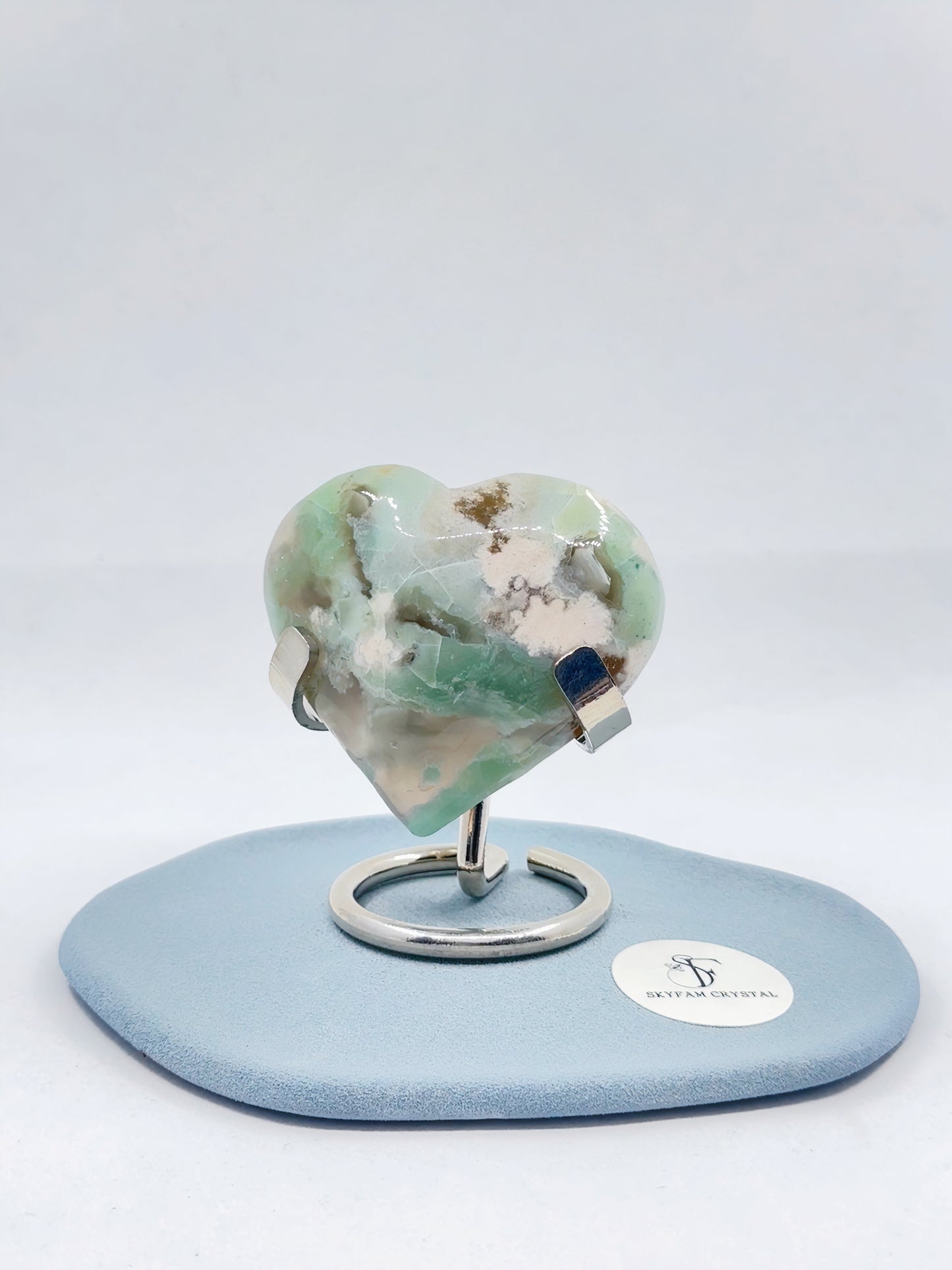 【Skye picks】Blue green flower agate heart shape 0.155kg