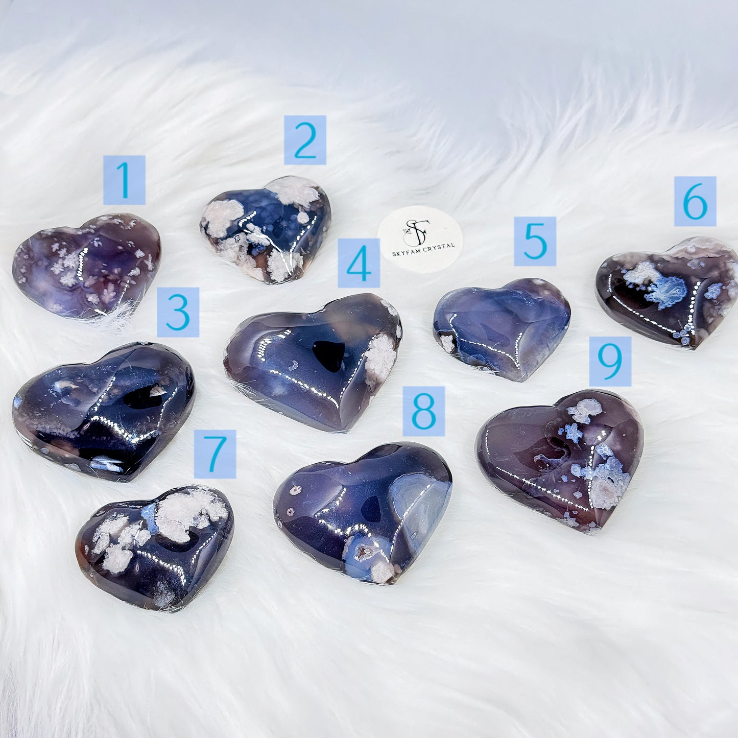 【Skye picks】Black flower agate heart shape 42~85g