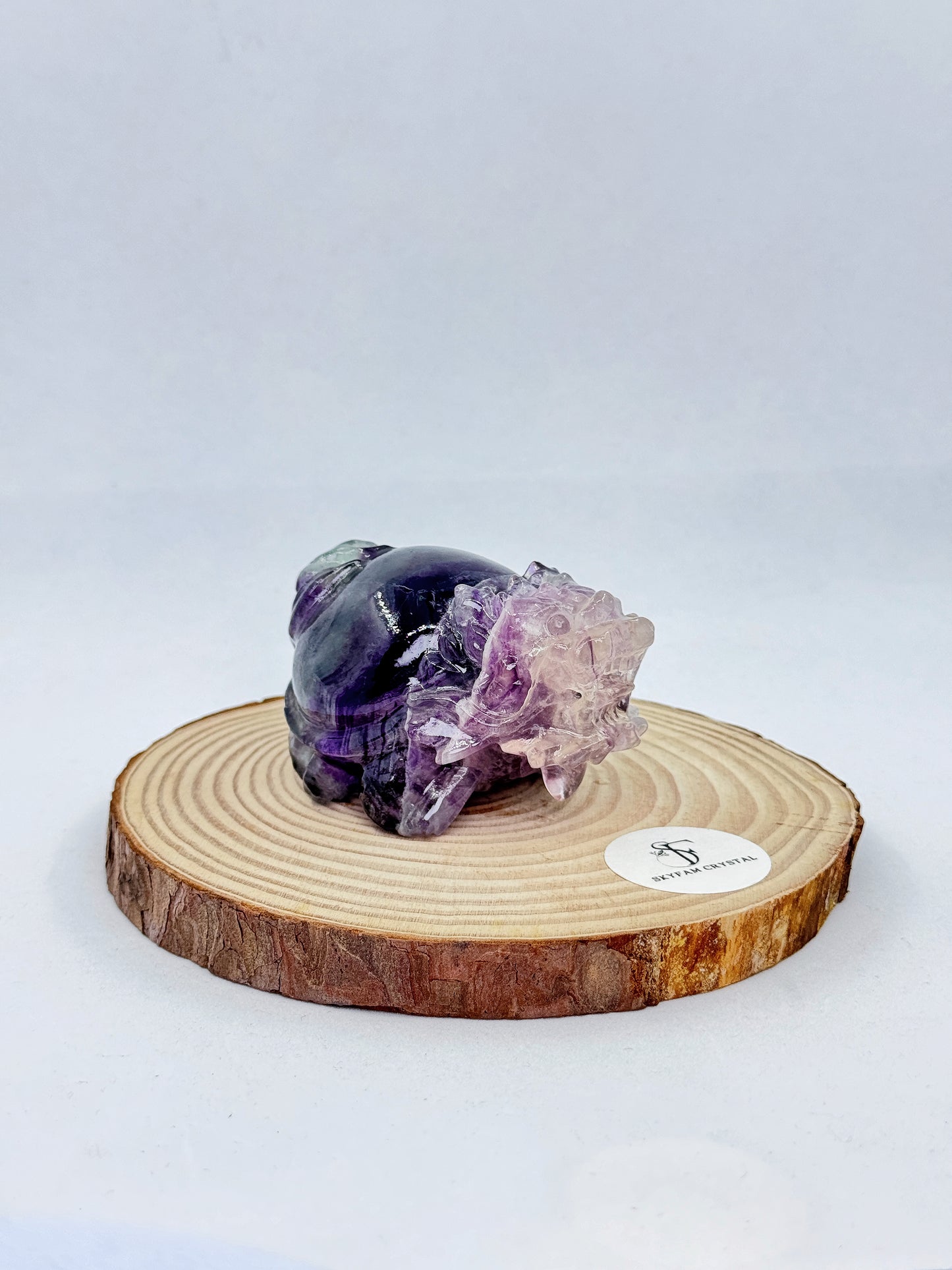 【Skye picks】Rainbow fluorite L size longgui carving 325g