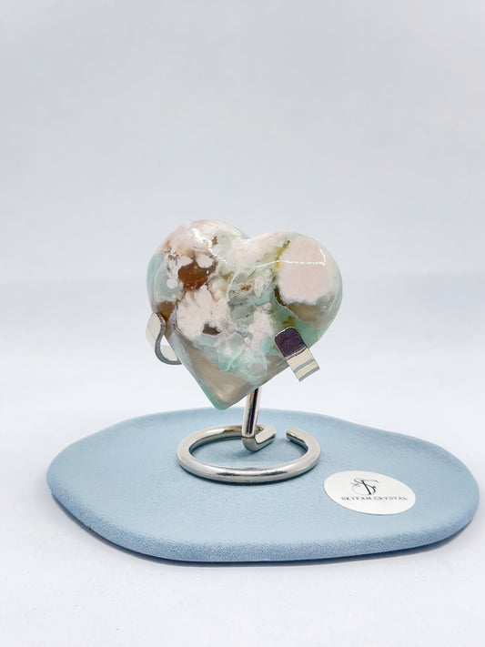 【Skye picks】Blue green flower agate heart shape 0.155kg