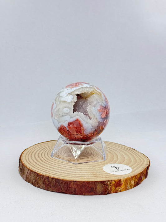 【Skye picks】Newfound crystal! High quality sugar druzy Pink blossom agate sphere 0.38kg