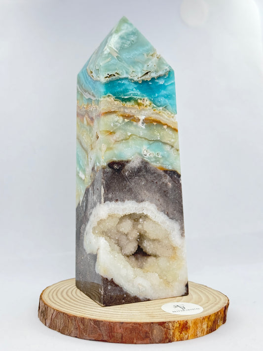 【Skye picks】Sparkling undersea cave-Druzy Caribbean calcite big boy tower 1.9kg